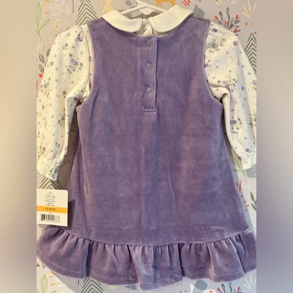 90s Little Me Lavender Peter Pan Collar Embroidered  Jumper Floral Blouse NWT - Picture 2 of 13